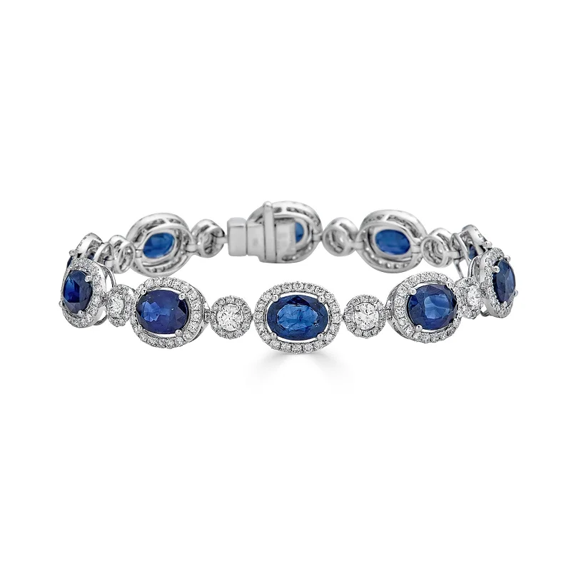 ladies-handmade-bangle-stack-bracelets-Blue Sapphire and Diamond Bracelet