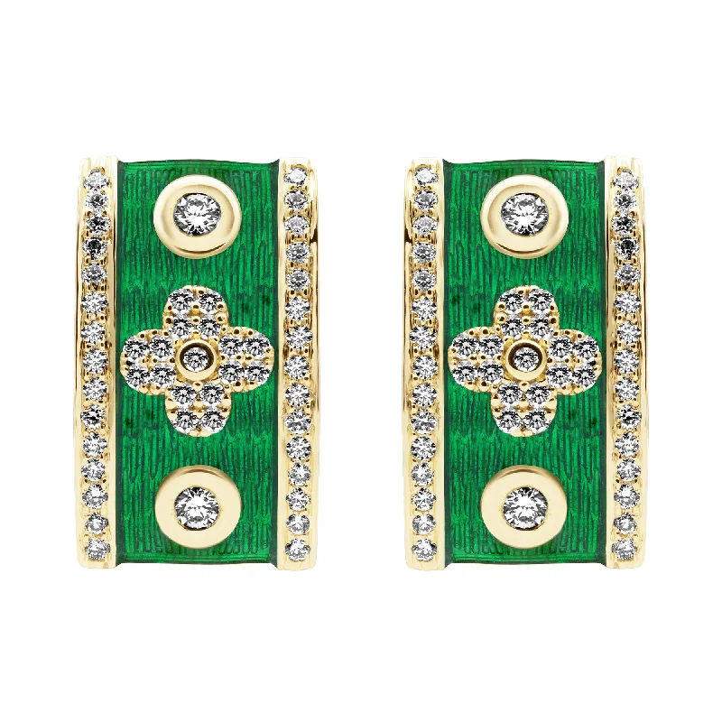 Ladies earrings with gate drops -Earrings - Diamond (Enamel) (2407D)