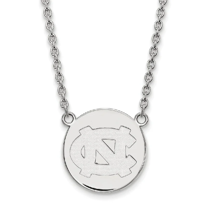 ladies-star-snake-chain-necklaces-Sterling Silver North Carolina Large 'NC' Disc Necklace