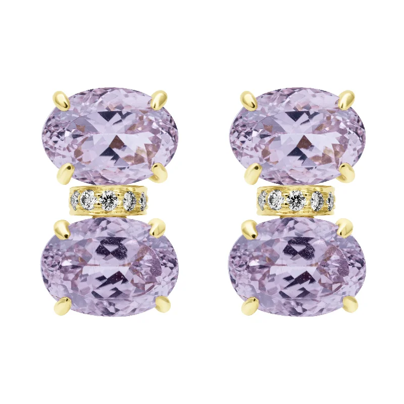 Ladies earrings for workday elegance -Earrings - Kunzite And Diamond (2409B)