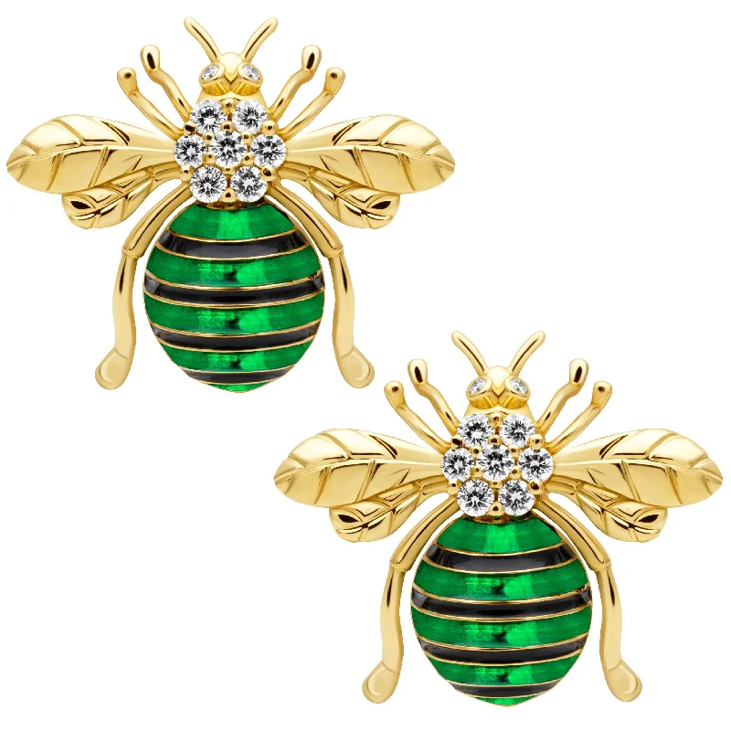 Ladies earrings for active charm -Earrings- Diamond (enamel) (2398C)