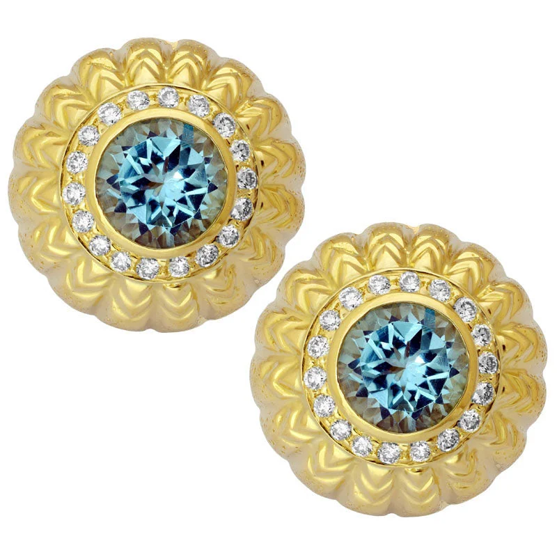 Ladies earrings bold shine -Earrings- Blue Topaz And Diamond