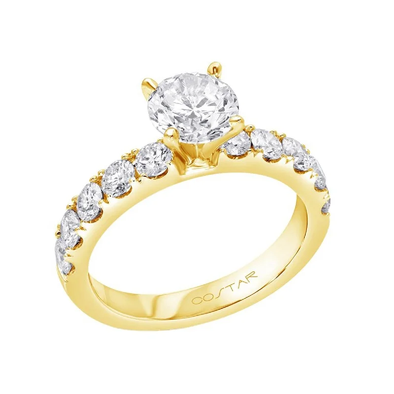 Ladies engagement rings for charity love -CLASSIC YELLOW GOLD ENGAGEMENT RING SETTING WITH 10 DIAMONDS, .93 CT TW