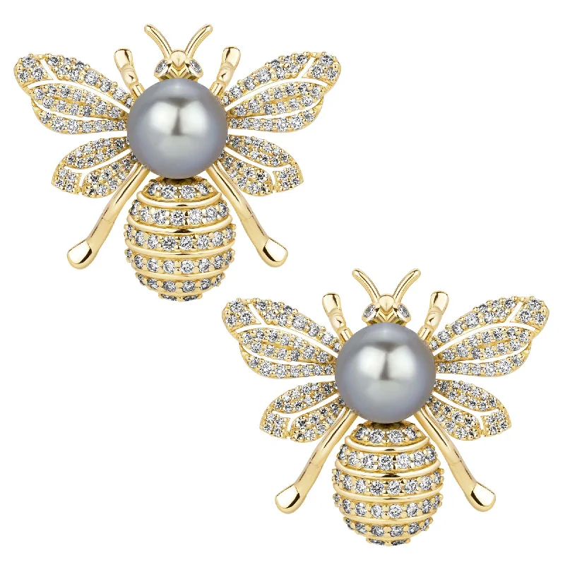 Ladies earrings for wellness charm -Earrings - South Sea Pearl And Diamond (2389A)