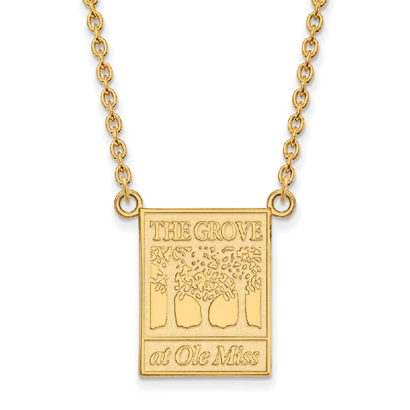 ladies-handmade-cable-chain-necklaces-14k Gold Plated Silver U of Mississippi Large Pendant Necklace