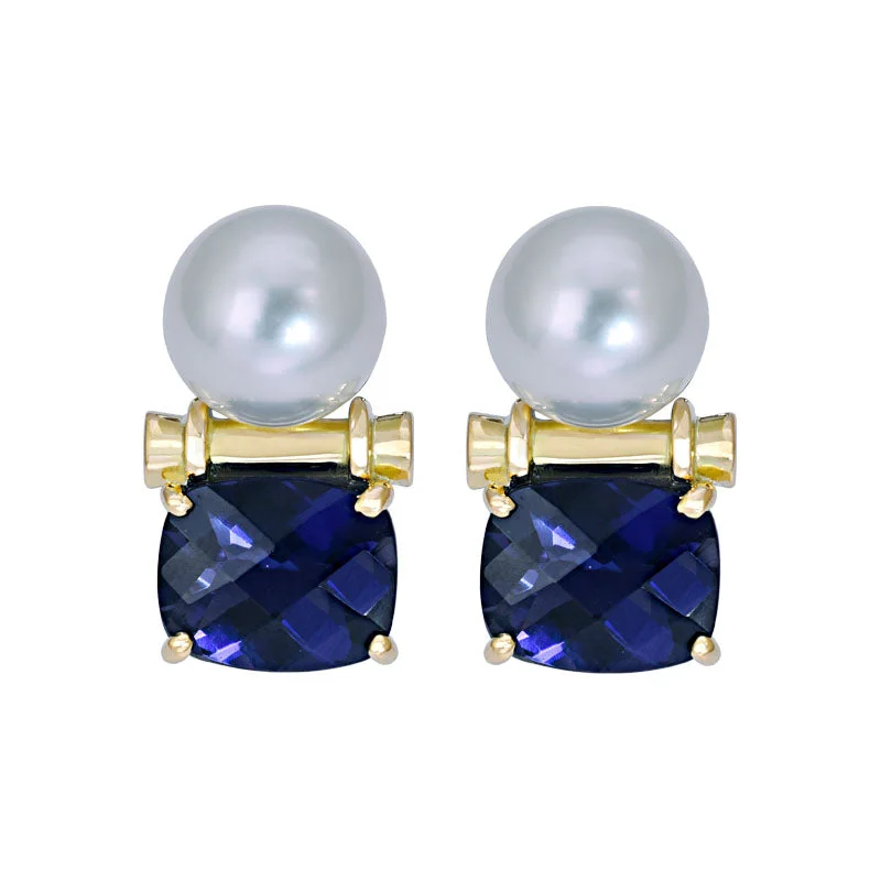 Ladies earrings crafted flair -Earrings- Iolite and South Sea Pearl