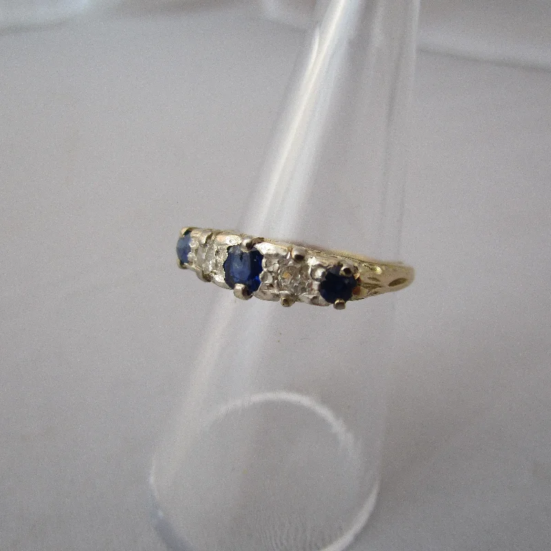 Ladies rings with chord motifs -18k Yellow Gold And Platinum Sapphire And Diamond Eternity Ring Antique Edwardian c1910