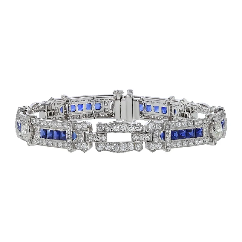 ladies-rope-twist-diamond-bracelets-Platinum French-cut Sapphire and Diamond Bracelet