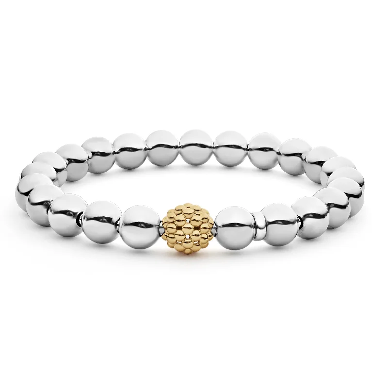 ladies-delicate-diamond-bracelets-Stretch Gold Bead Bracelet