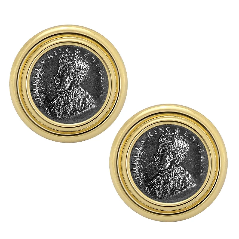 Ladies earrings with blaze drops -Earrings - Silver Coin In Gold (57AM)