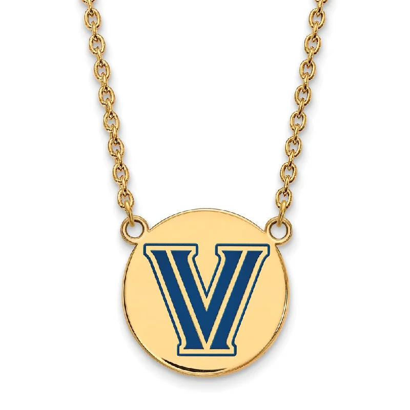 ladies-birthstone-station-necklaces-14k Gold Plated Silver Villanova U Lg Enamel Pendant Necklace