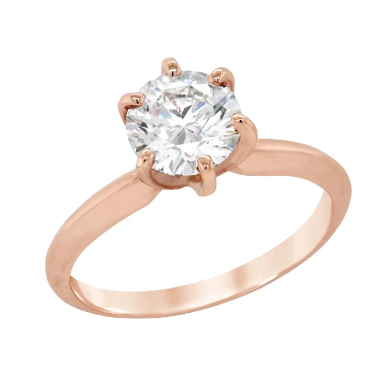 Ladies engagement rings elegant vows -ROSE GOLD ENGAGEMENT RING WITH ROUND CUT LAB GROWN DIAMOND, 1.17 CT