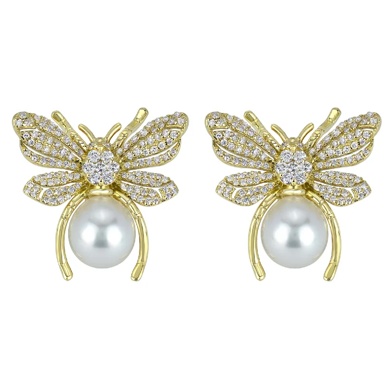 Ladies earrings fun shine -Earrings - Diamond And South Sea Pearl