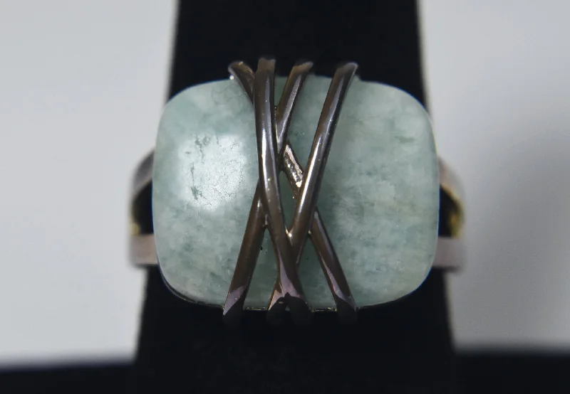 Ladies rings for runway charm -Amazonite Silver Ring - Size 8