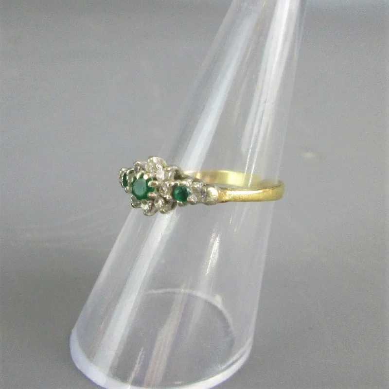 Ladies rings with bronze tiger’s eye -18K Gold Emerald & Diamond Floral Cluster Ring London Vintage 1980