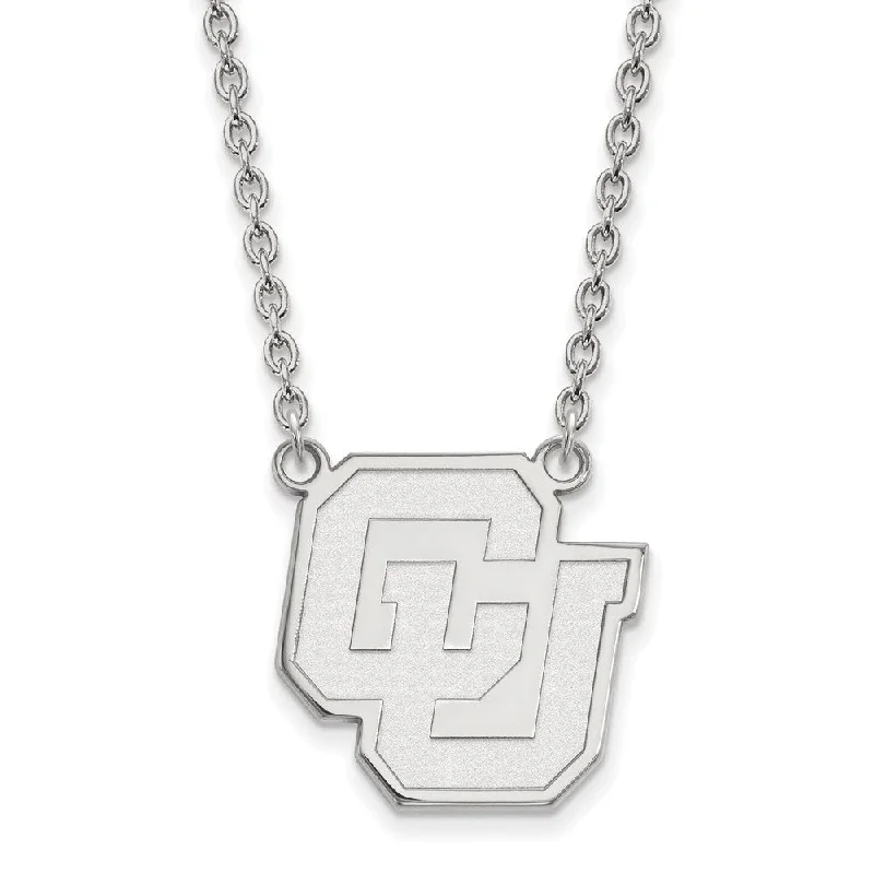 ladies-fashion-lariat-necklaces-14k White Gold U of Colorado Large Pendant Necklace