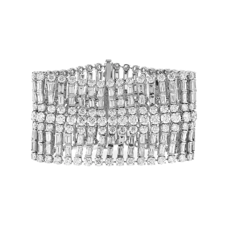 ladies-classic-woven-cord-bracelets-Platinum Diamond Wide Flexible Bracelet