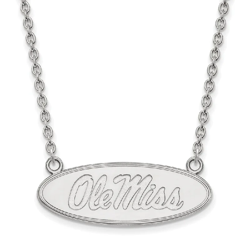 ladies-bohemian-rolo-chain-necklaces-10k White Gold U of Mississippi Large Ole Miss Pendant Necklace