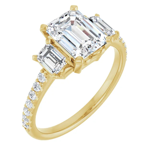 Ladies engagement rings unique brilliance -EMMA 18K Yellow Gold Emerald Cut Engagement Ring