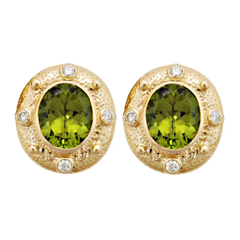 Ladies earrings graceful elegance -Earrings- Peridot And Diamond