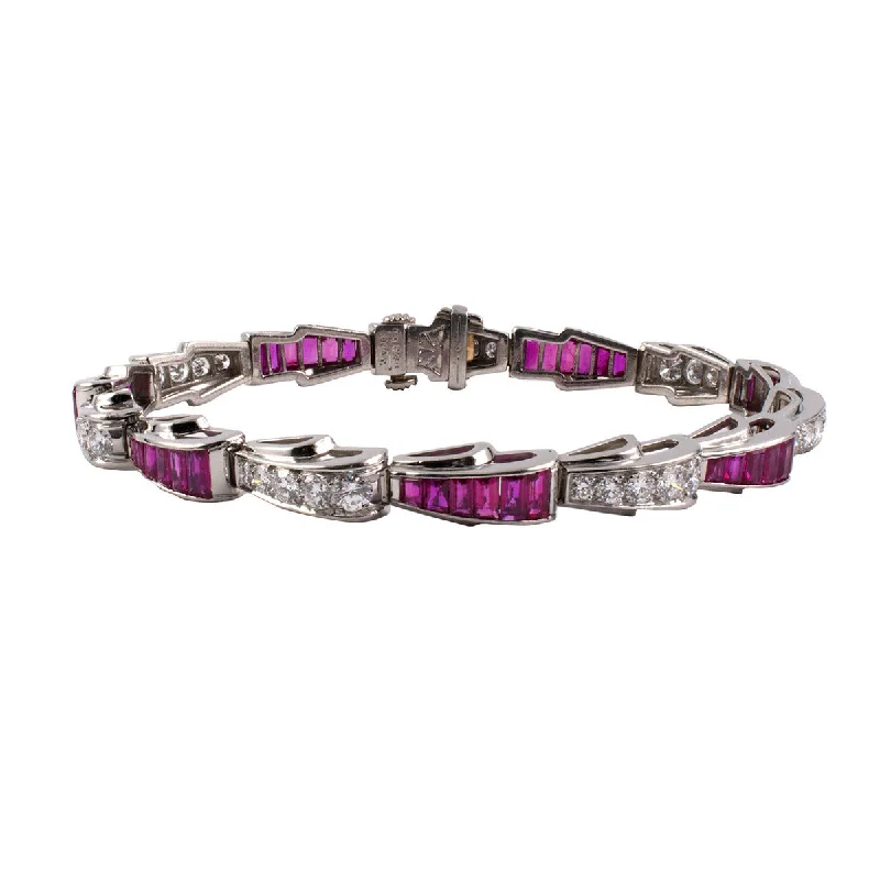 ladies-infinity-cuff-link-bracelets-Platinum Burma Ruby and Diamond Bracelet