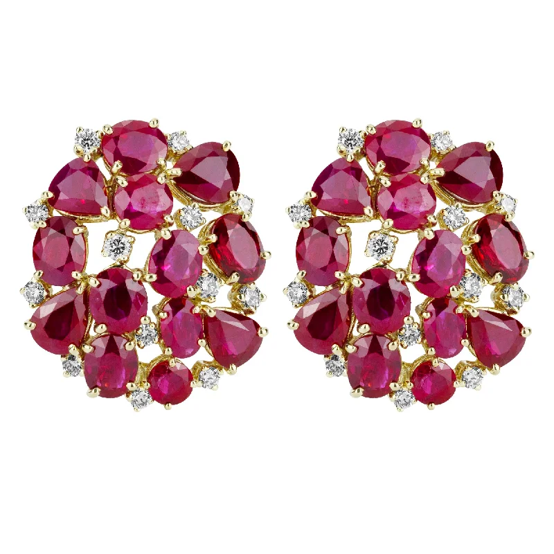 Ladies earrings soft blush gold -Earrings - Ruby And Diamond (2370E)