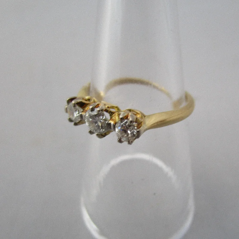 Ladies rings for starry vibes -18k Yellow Gold And Diamond Trilogy Ring Vintage c1980