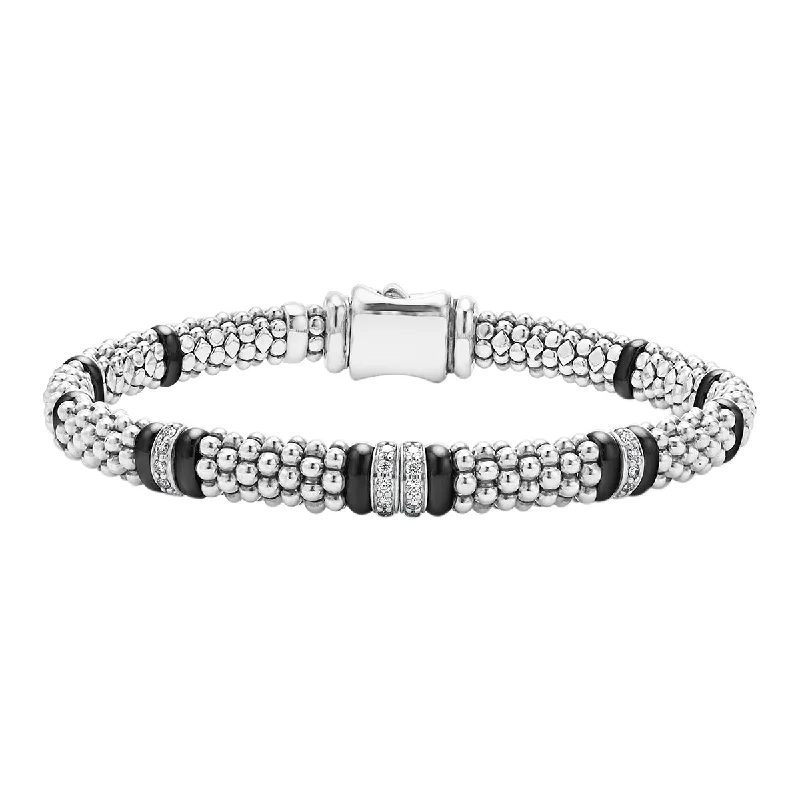 ladies-bohemian-cable-bracelets-Four Station Diamond Caviar Bracelet