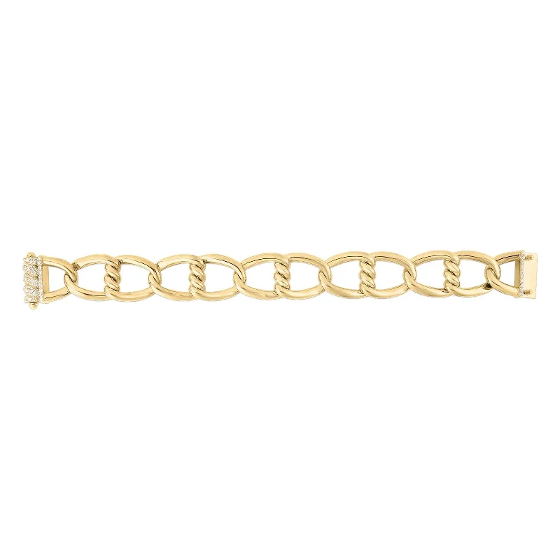 ladies-handmade-cuff-link-bracelets-Cialoma Knot Link Bracelet with Accent Diamonds