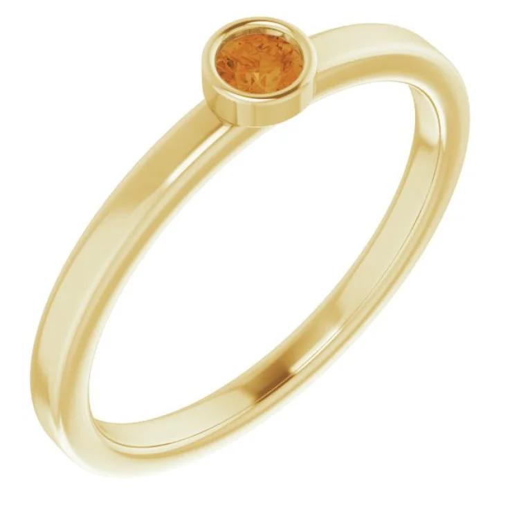 Ladies rings timeless elegance -14K Yellow 3 mm Natural Citrine Ring