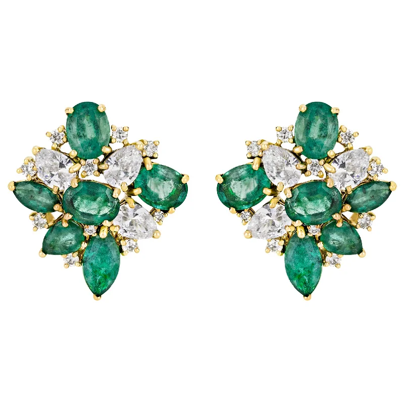 Ladies earrings radiant charm -Earrings - Emerald, Diamond and Crystal