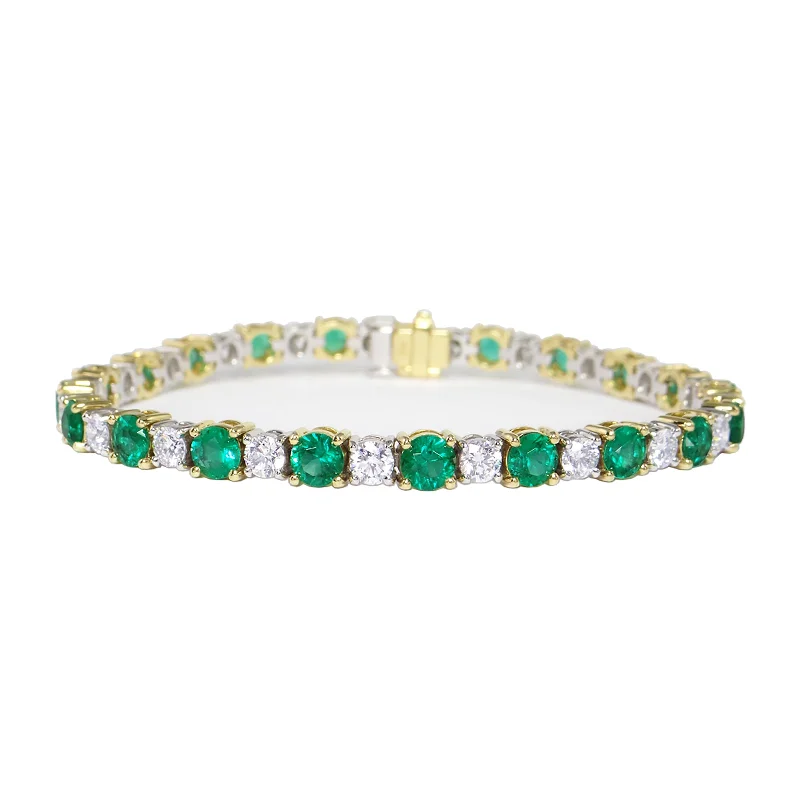 ladies-infinity-cable-bracelets-Emerald & Diamond Bracelet