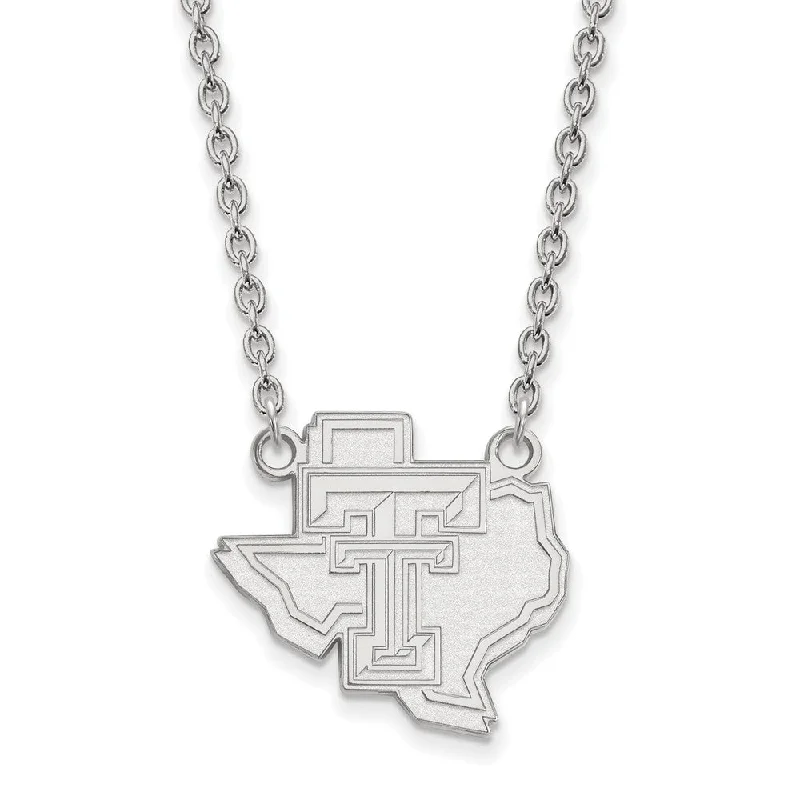 ladies-handmade-lariat-necklaces-14k White Gold Texas Tech U Large Pendant Necklace