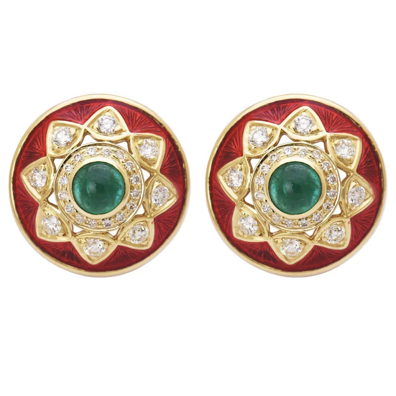 Ladies earrings weathered shine -Earrings- Emerald and Diamond (Enamel)