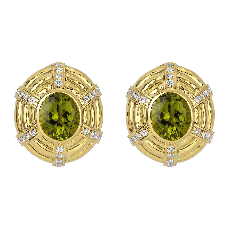 Ladies earrings for class vibes -Earrings- Peridot And Diamond