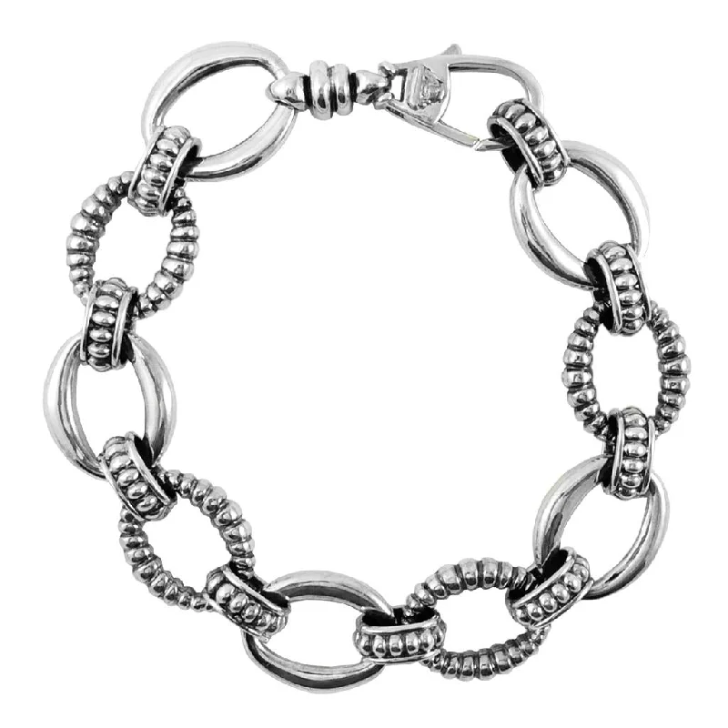 ladies-luxury-silver-bracelets-Oval Link Bracelet