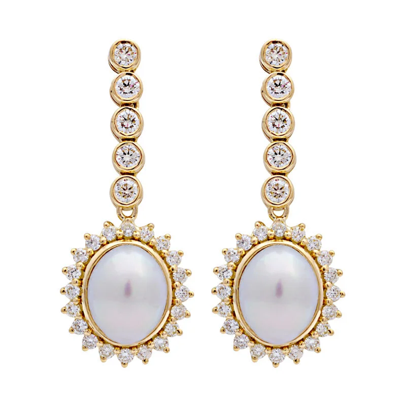 Ladies earrings playful shine -Earrings-South Sea Pearl and Diamond