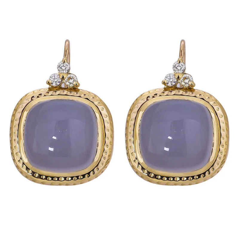 Ladies earrings for workday elegance -Earrings- Chalcedony and Diamond