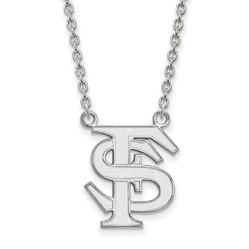 ladies-handmade-layered-necklaces-14k White Gold Florida State Large 'FS' Pendant Necklace