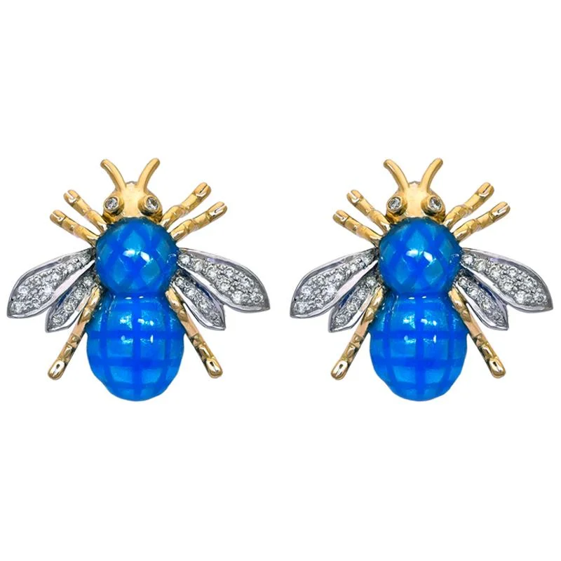 Ladies earrings with wing designs -Earrings- Diamond (Enamel)