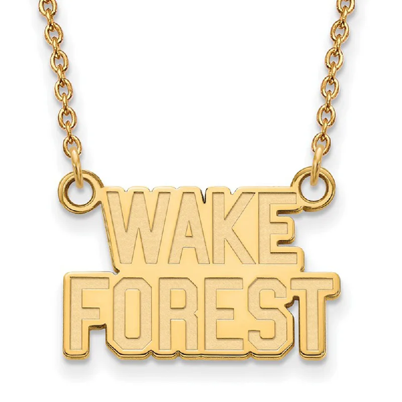 ladies-bib-diamond-necklaces-14k Gold Plated Silver Wake Forest U Large Pendant Necklace