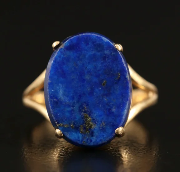 Ladies rings with spark designs -Estate Collection Ring - 14K Lapis Lazuli Ring