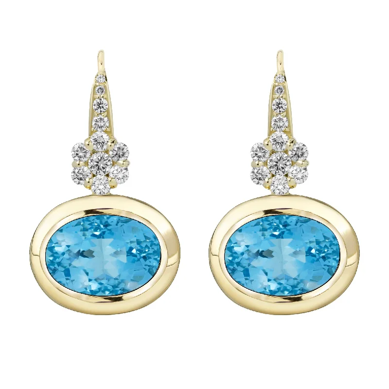 Ladies earrings with colt drops -Earrings - Blue Topaz And Diamond (2363D)