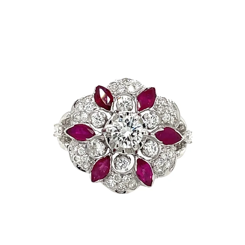 Ladies rings with cosmic gems -Designer Ruby Diamond Gold Ring