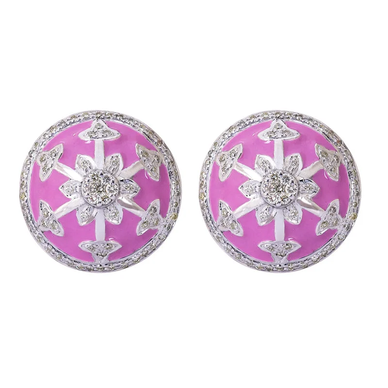 Ladies earrings with pearl howlite -Earrings- Diamond (Enamel)