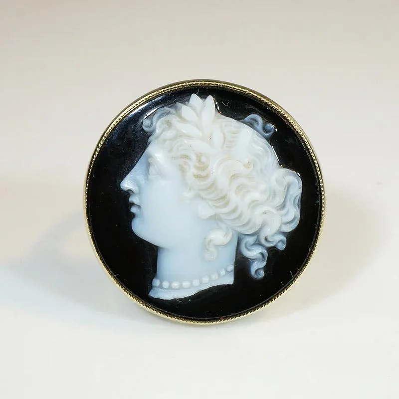 Ladies rings unique shine -Mirror Twins Victorian Cameo in 1920s Gold Ring