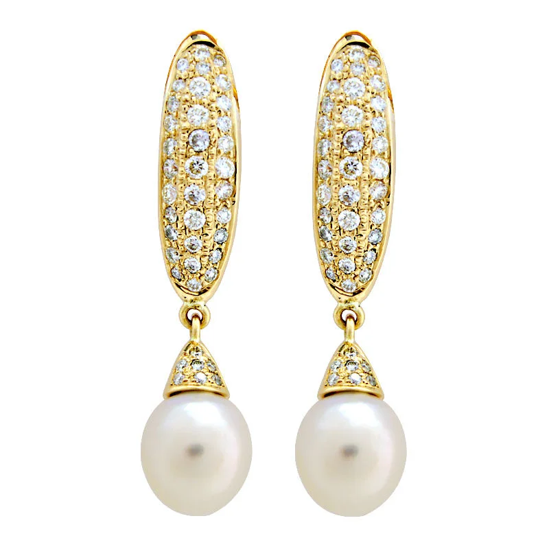 Ladies earrings for kin vibes -Earrings-South Sea Pearl and Diamond