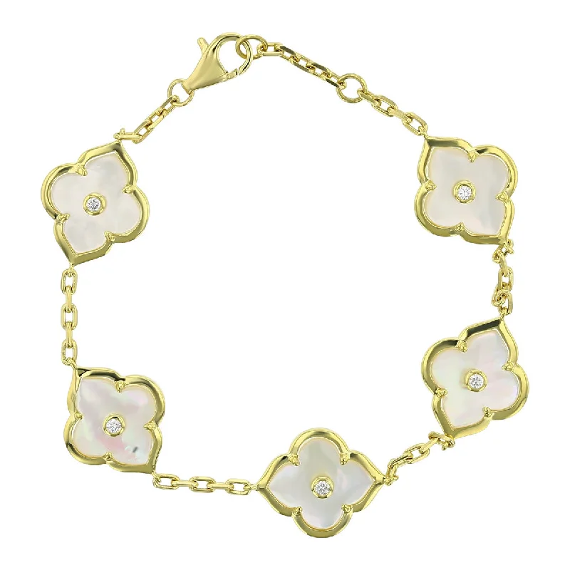 ladies-statement-link-chain-bracelets-Gold and Diamond Les Fleurs Bracelet