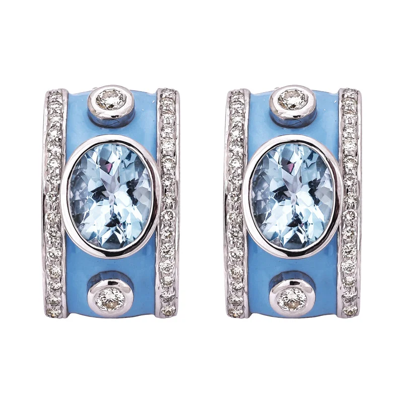 Ladies earrings for youthful vibes -Earrings- Blue Topaz and Diamond (Enamel)