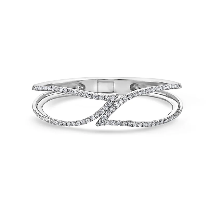 ladies-luxury-silver-bracelets-Precious Pastel Leaf Diamond Bangle Bracelet